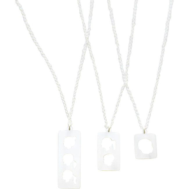 Women's Siblings Silhouette Tag Necklace, Silver