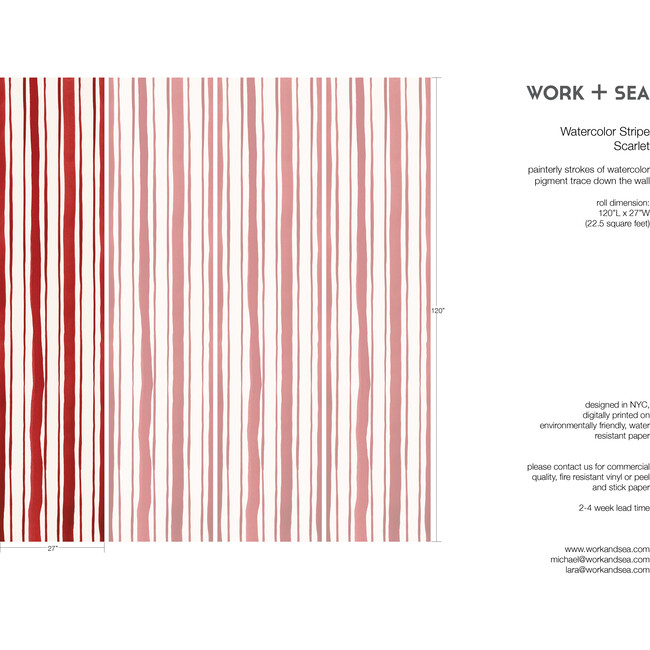 Set of 2 Scarlet Stripe Wallpaper Rolls - Wallpaper - 4