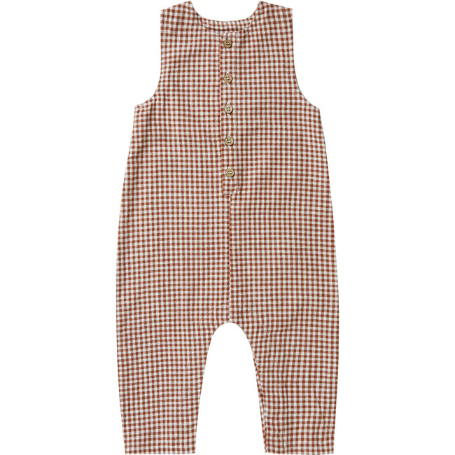Button Jumpsuit, Redwood Gingham - Jumpsuits - 1