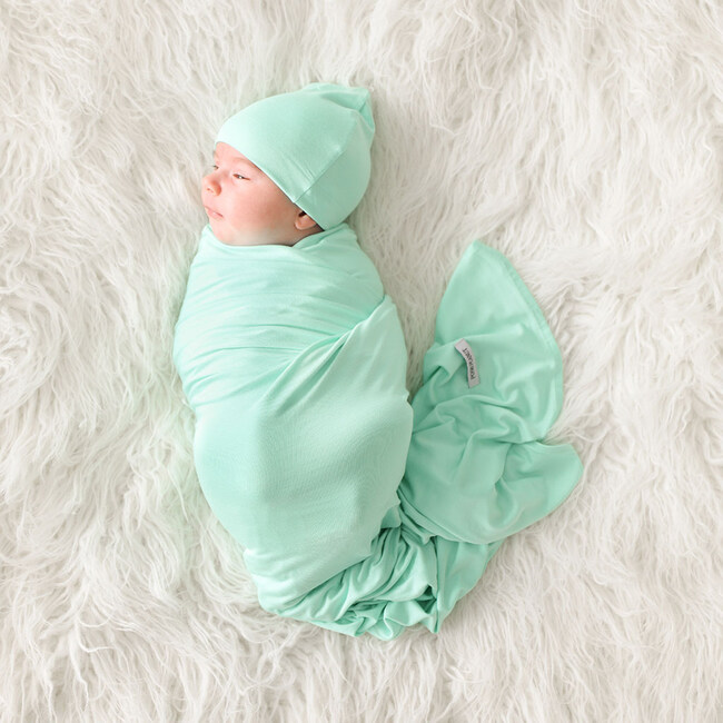 Solid Color  Sea Glass  Infant Swaddle and Beanie Set