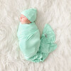Solid Color  Sea Glass  Infant Swaddle and Beanie Set - Swaddles - 2 - thumbnail