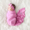 Solid Color  Pink Peony  Infant Swaddle and Headwrap Set - Swaddles - 3