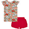 Alma  Henley Ruffled Capsleeve TShirt and Ruffled Varsity Short - Mixed Apparel Set - 1 - thumbnail
