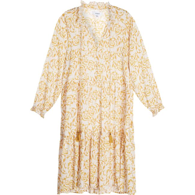 Women's Sienna Midi Dress, Yellow Print