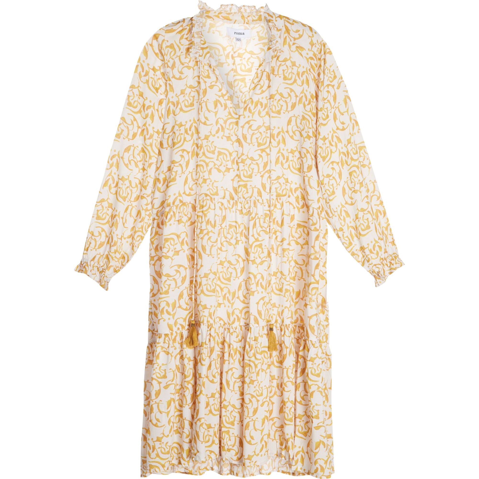 Women's Sienna Midi Dress, Yellow Print - Dresses - 1