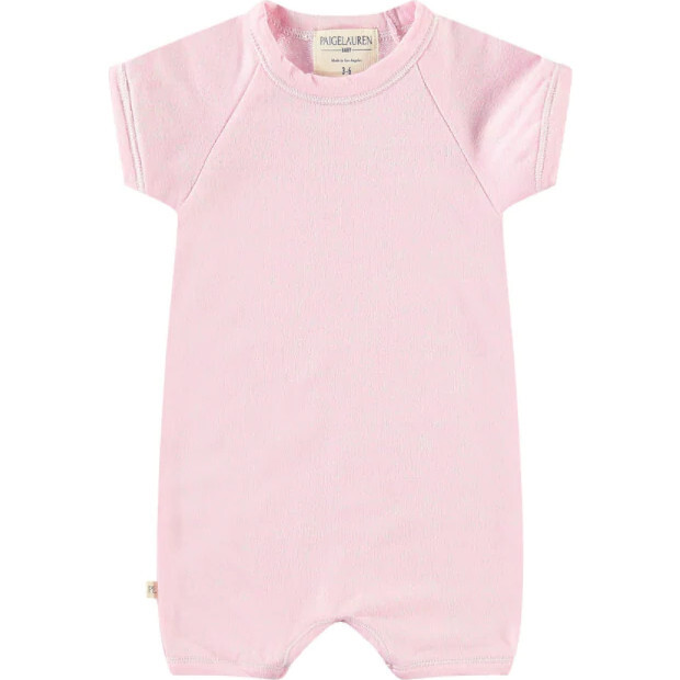 Baby Ultra Soft French Terry Burnout Raglan Short Romper, Pink