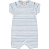 Baby Loop Terry Multi Stripe Short Sleeve Romper, Blue Stripe - Rompers - 1 - thumbnail