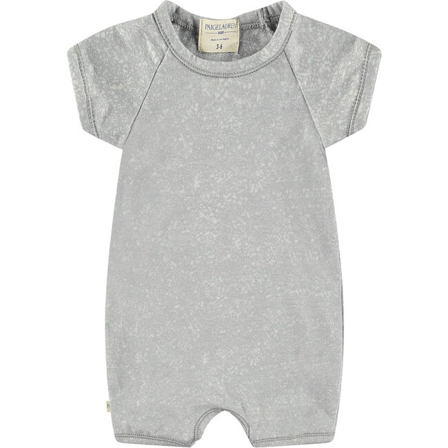 Baby Ultra Soft French Terry Burnout Raglan Short Romper, Grey - Rompers - 1