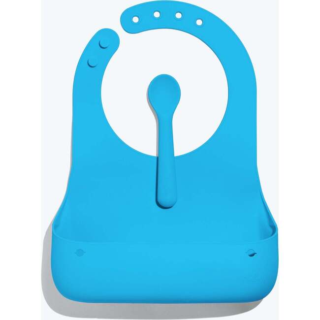 Avanchy Roll & Go Silicone Bibs for Babies & Spoon, Blue