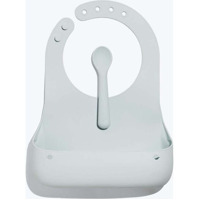 Avanchy Roll & Go Silicone Bibs for Babies & Spoon, White