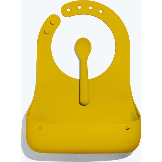 Avanchy Roll & Go Silicone Bibs for Babies & Spoon, Yellow