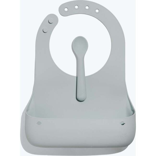 Avanchy Roll & Go Silicone Bibs for Babies & Spoon, Gray