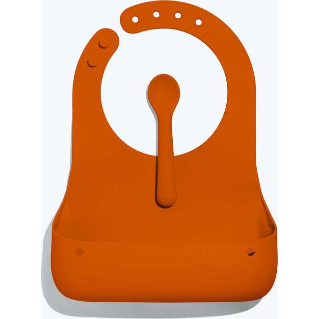 Avanchy Roll & Go Silicone Bibs for Babies & Spoon, Orange