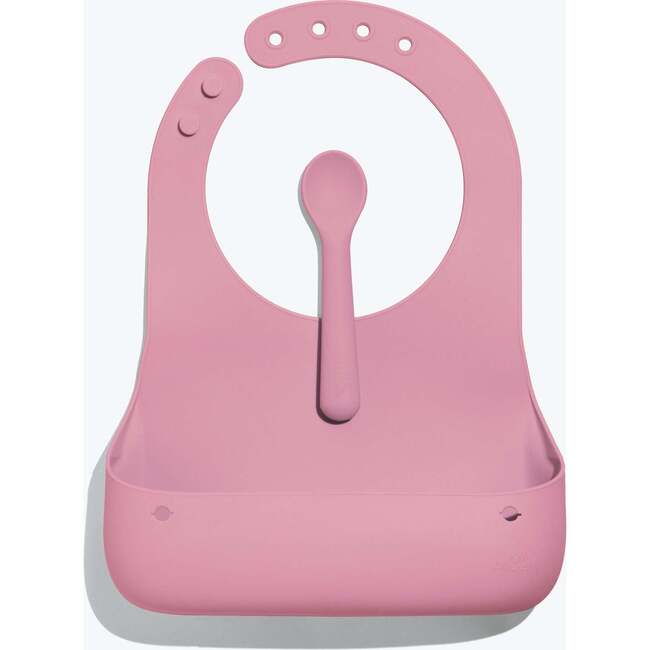 Avanchy Roll & Go Silicone Bibs for Babies & Spoon, Pink