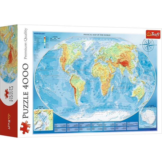 4000 Piece Jigsaw Puzzle Large Physical Map of the World