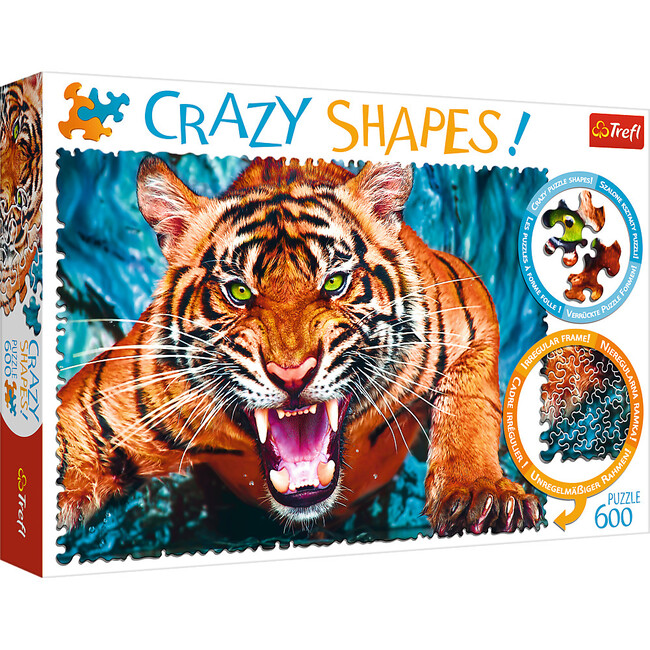 600 Piece Crazy Shape Jigsaw Puzzle,  Facing a Tiger