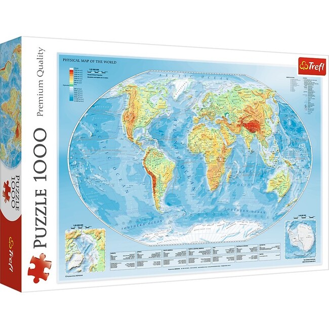 1000 Piece Jigsaw Puzzle, Physical Map of the World