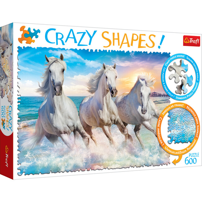 600 Piece Crazy Shape Jigsaw Puzzle,  Horses Gallop Among the Waves