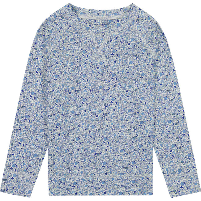 Floral Crewneck Sweatshirt, Blue - Sweatshirts - 1