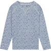 Floral Crewneck Sweatshirt, Blue - Sweatshirts - 1 - thumbnail