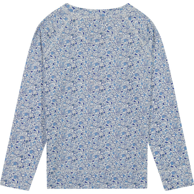 Floral Crewneck Sweatshirt, Blue - Sweatshirts - 2