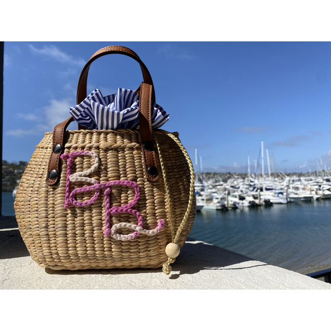 Handwoven Mini tote, Coastal stripe - Bags - 2