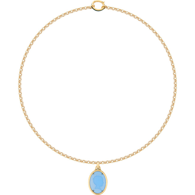 Women's Blue Cameo Quartz Necklace