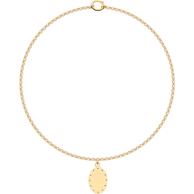Women's Black Diamond Trim Oval Necklace - Necklaces - 1