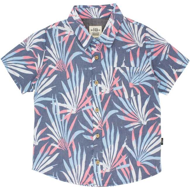 Palm Daze Button Down Woven, Navy - Shirts - 1