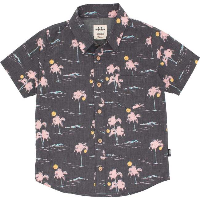 Aloha Nights Button Down Woven, Washed Black