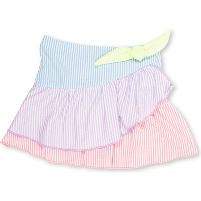 Tiered Ruffle Active Skirt, Seersucker Colorblock
