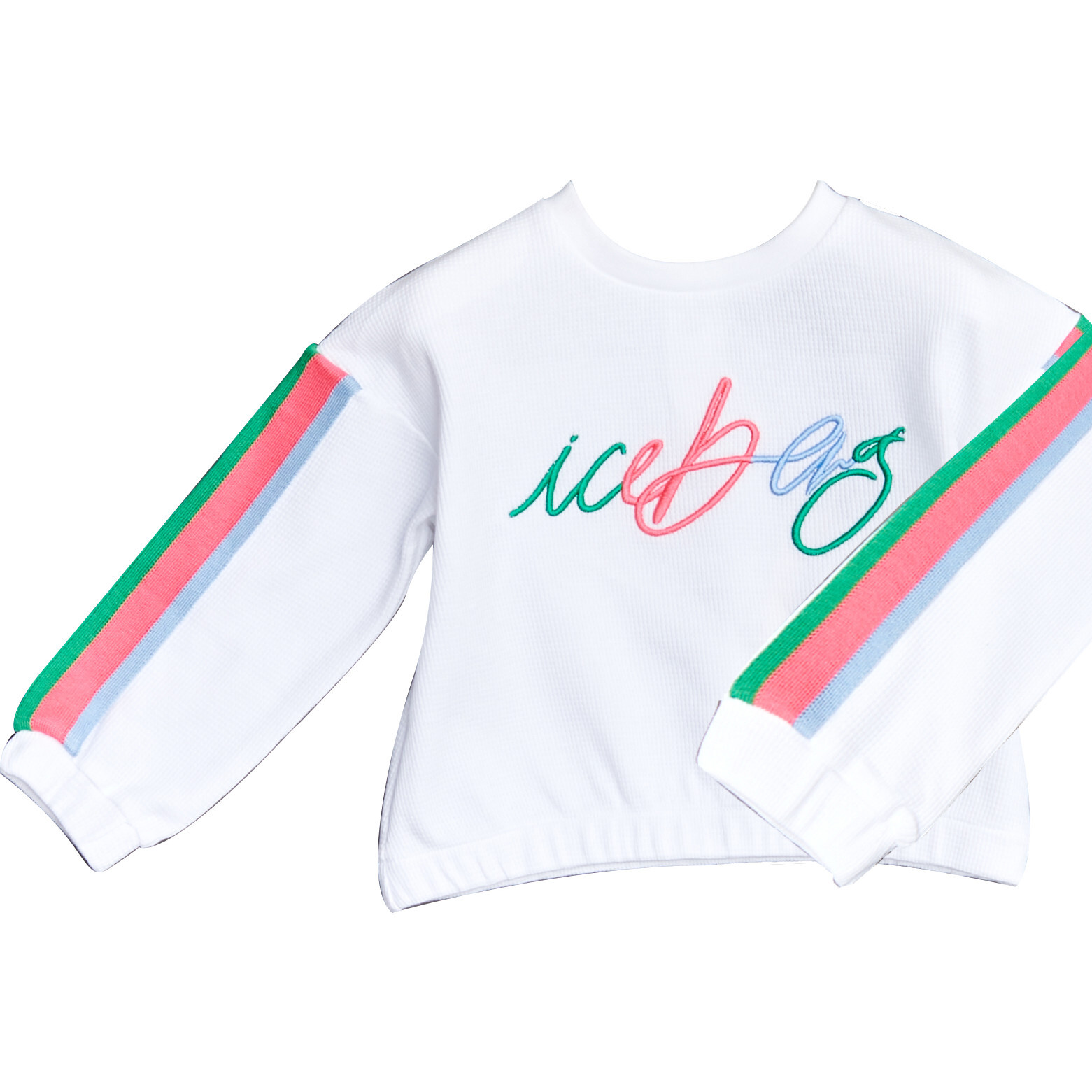 Pastel Vibes Side Stripe Sweatshirt, White - Sweatshirts - 1