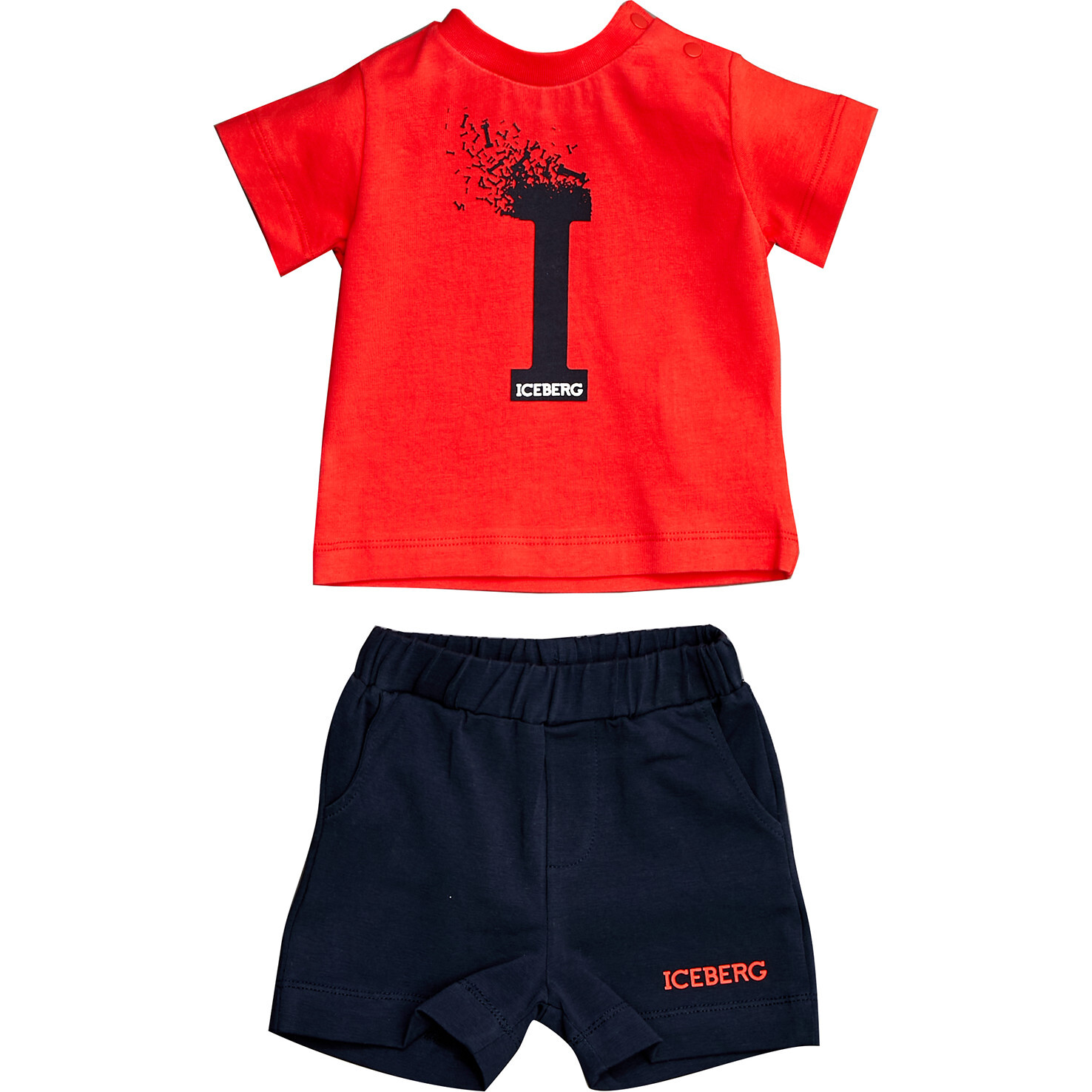Splatter Logo T-shirt and Shorts Set, Red - Mixed Apparel Set - 1