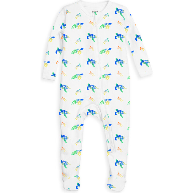 The Organic Zippered Footed Pajama, Turtles - Pajamas - 1