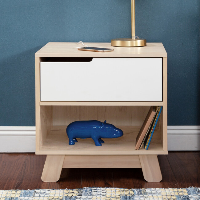 Hudson Nightstand with USB Port, Washed Natural