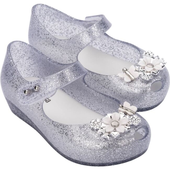 Ultragirl Chorme Flower BB, Clear Glitter Silver - Mary Janes - 1