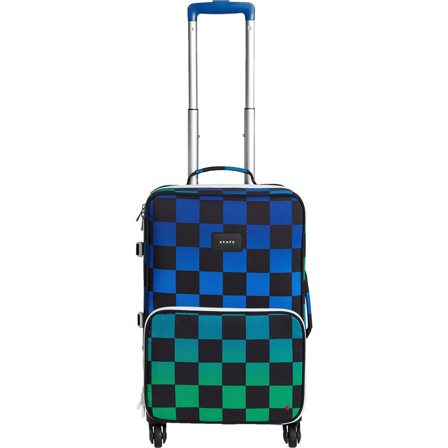 Logan Suitcase, Blue Checkerboard