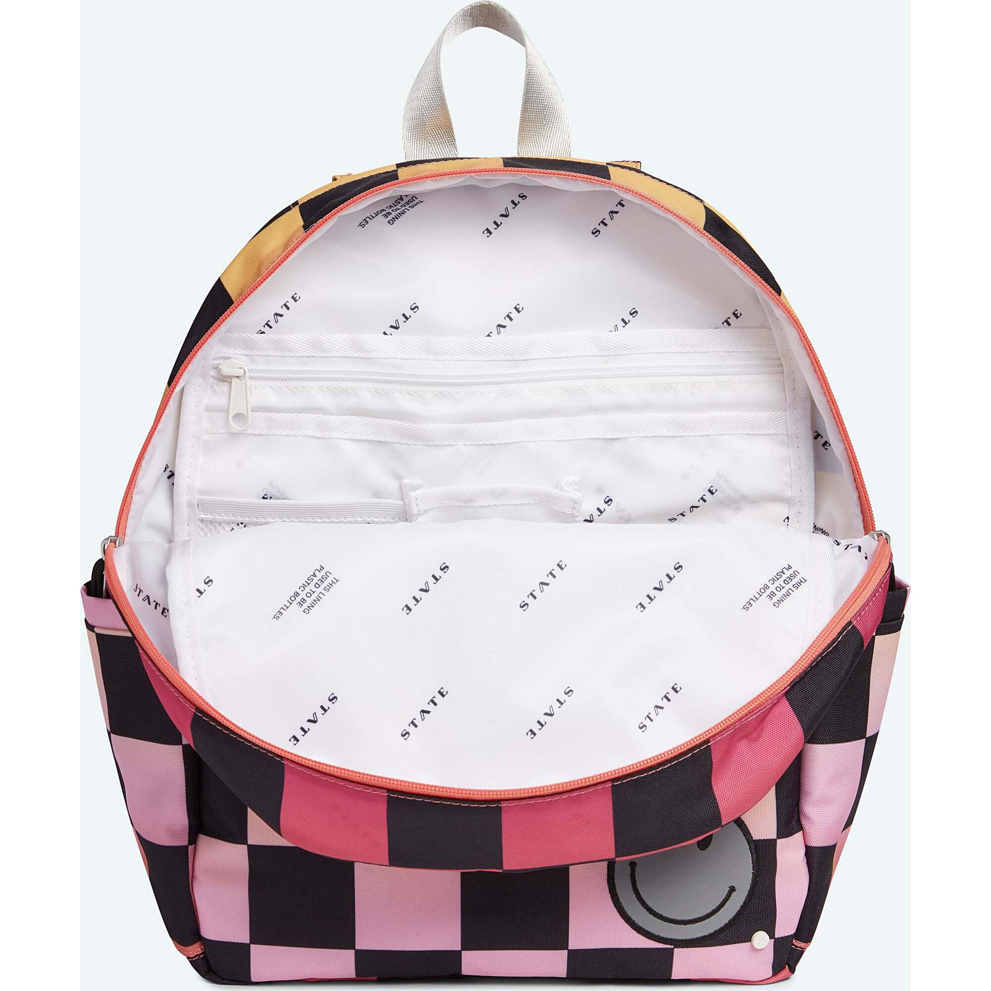 Girls Pink Checkered Backpack