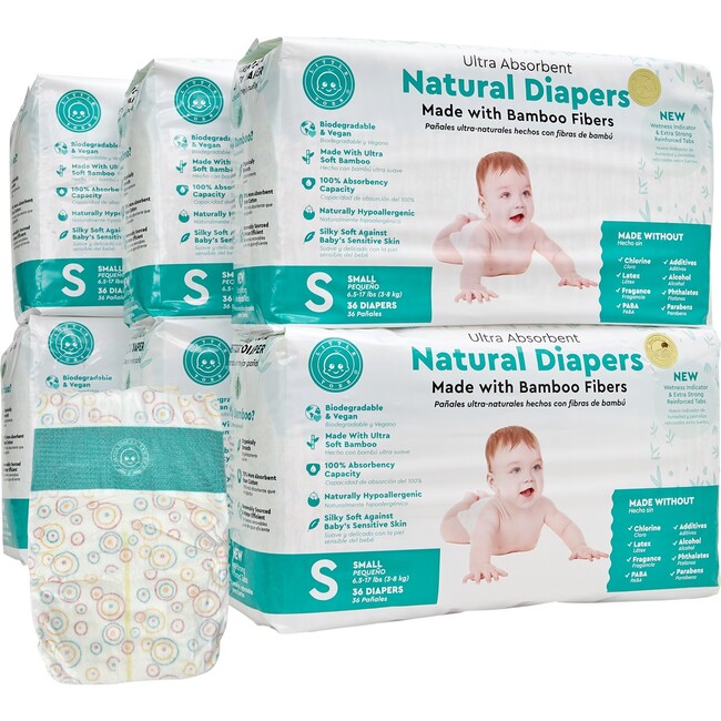 Natural Bamboo Diapers Value Pack, 216 pack