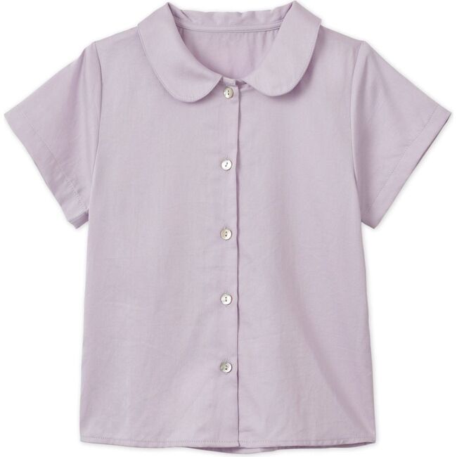 SS Organic Cotton Woven Peter Pan Collared Shirt, Lavender
