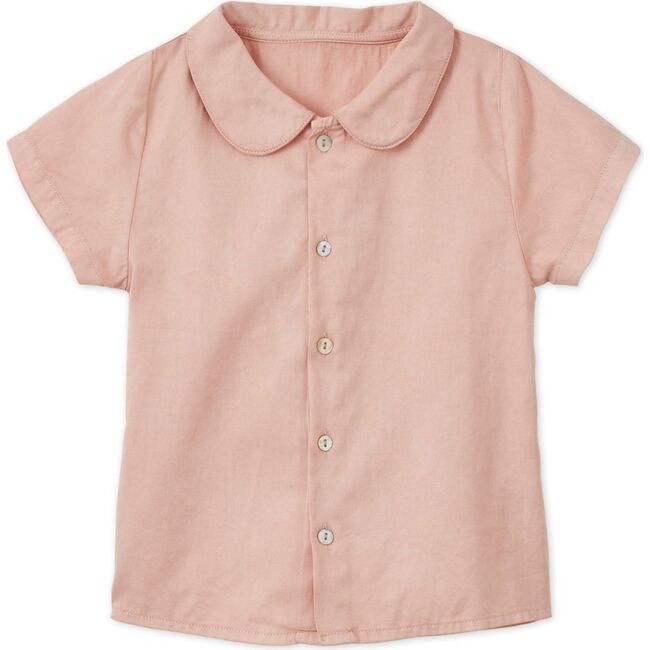 SS Organic Cotton Woven Peter Pan Collared Shirt, Pink