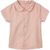 SS Organic Cotton Woven Peter Pan Collared Shirt, Pink - Shirts - 1 - thumbnail