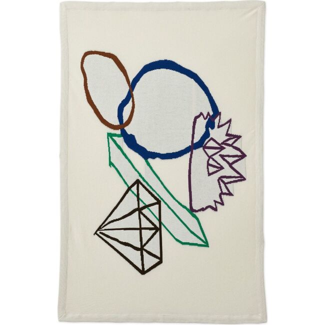 Organic Cotton Intarsia-Knit Blanket, White