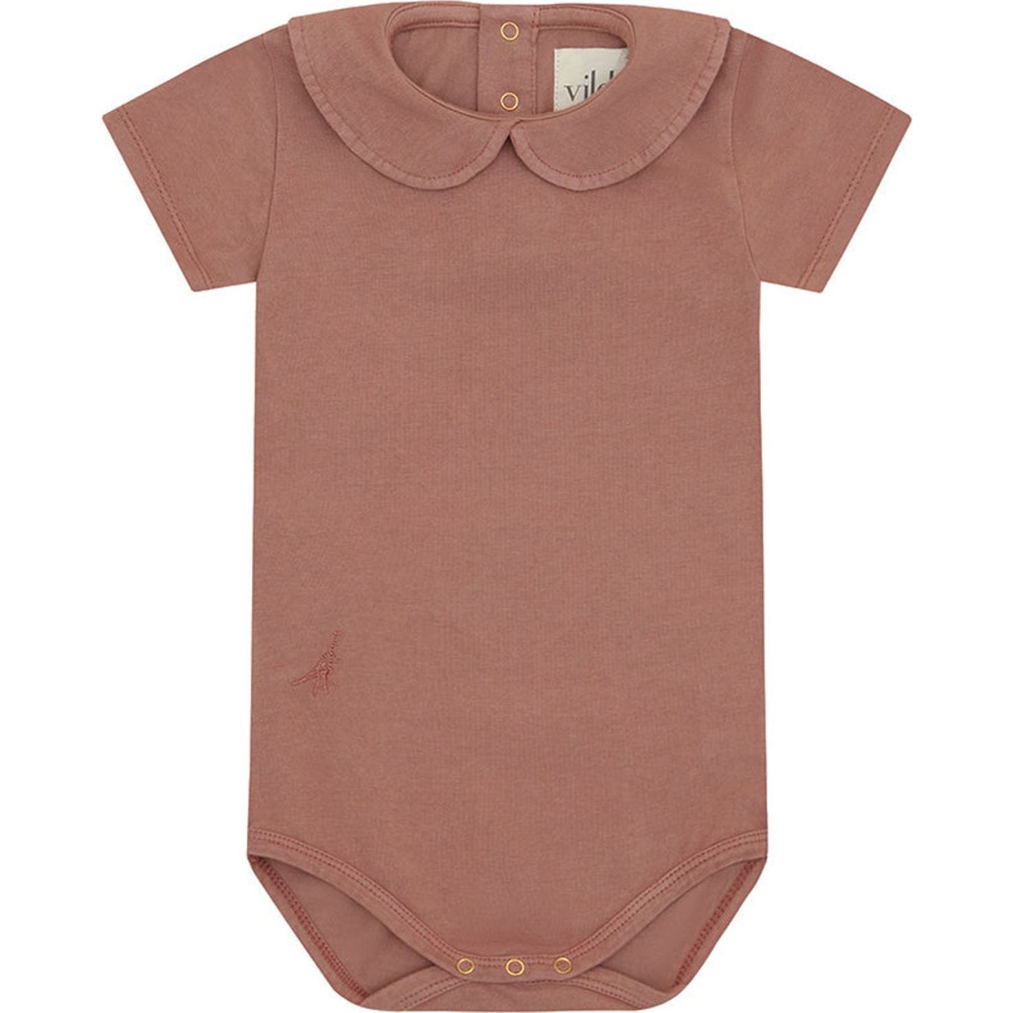 SS Organic Cotton Collared Bodysuit, Pink - Onesies - 1