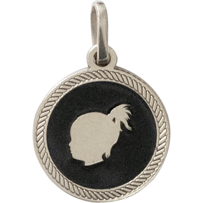 Women's Silhouette Enamel Medallion, Silver