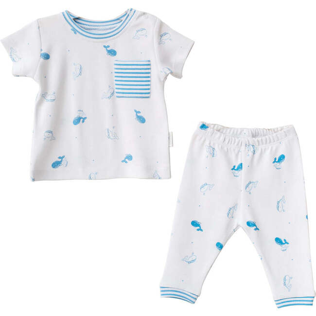 Blue Whale Pocket Outfit, White