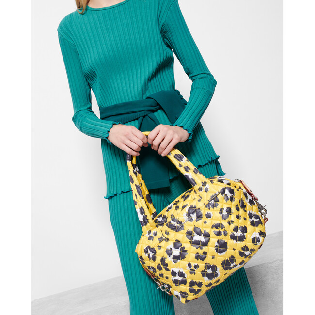 Medium Sutton Deluxe Bag, Yellow Leopard