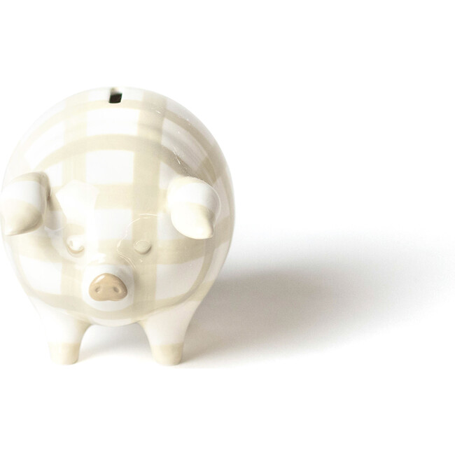 Gingham Piggy Bank, Ecru - Accents - 3