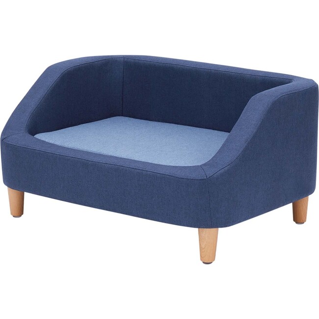 Bennett Linen Pet Sofa with Wood Style Foot & Washable Cover, Navy