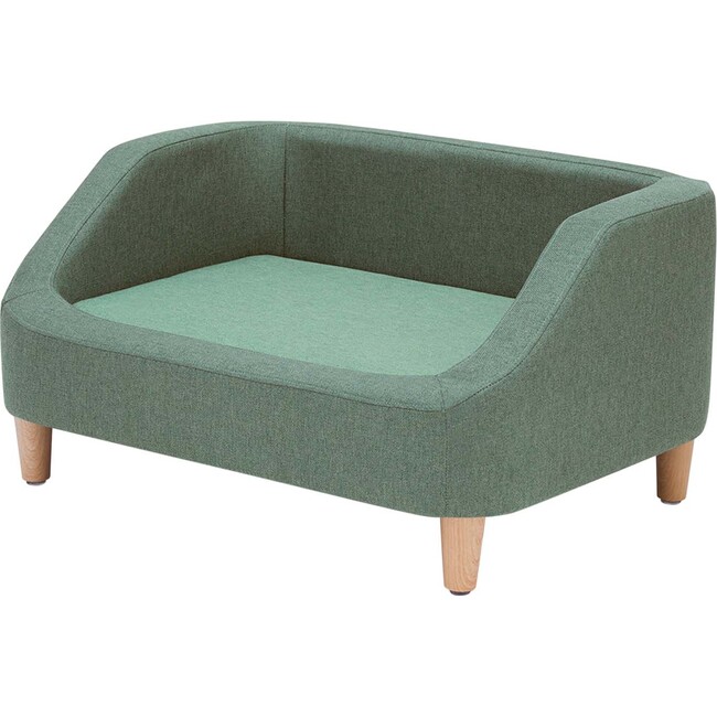 Bennett Linen Pet Sofa with Wood Style Foot & Washable Cover, Sea Green - Pet Beds - 1